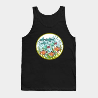 School of Tropical Fish Bala Shark, Tiger Barbs, Plattys Tank Top